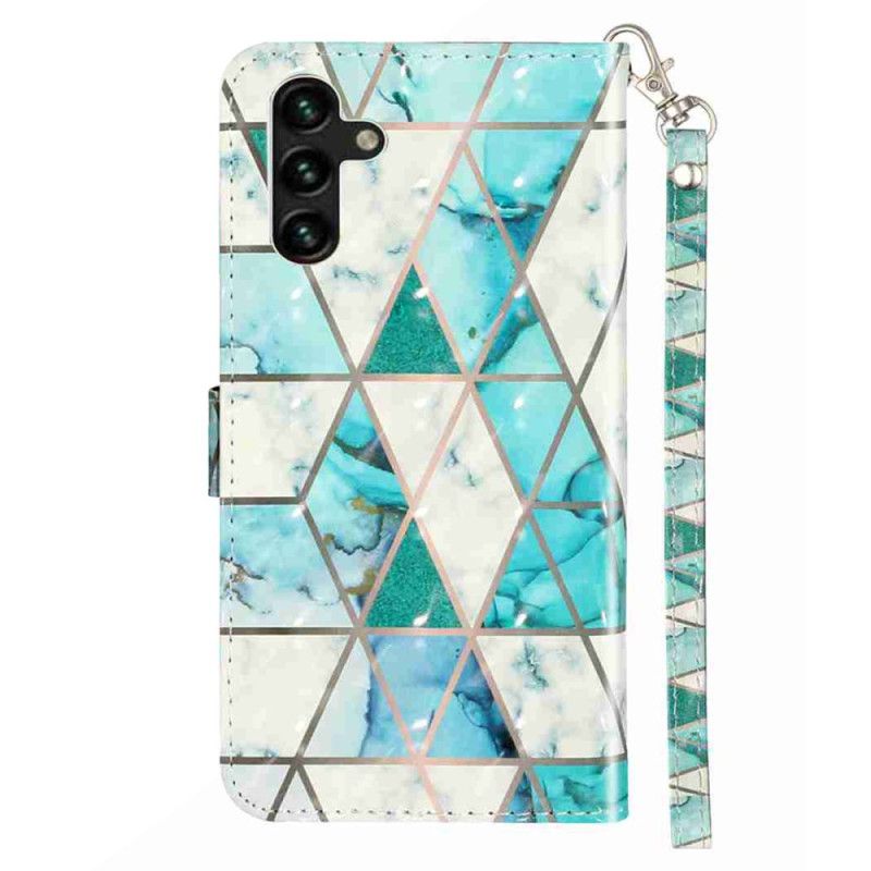 Flip Cover Samsung Galaxy S25 Fe Blå Marmor Med Snor