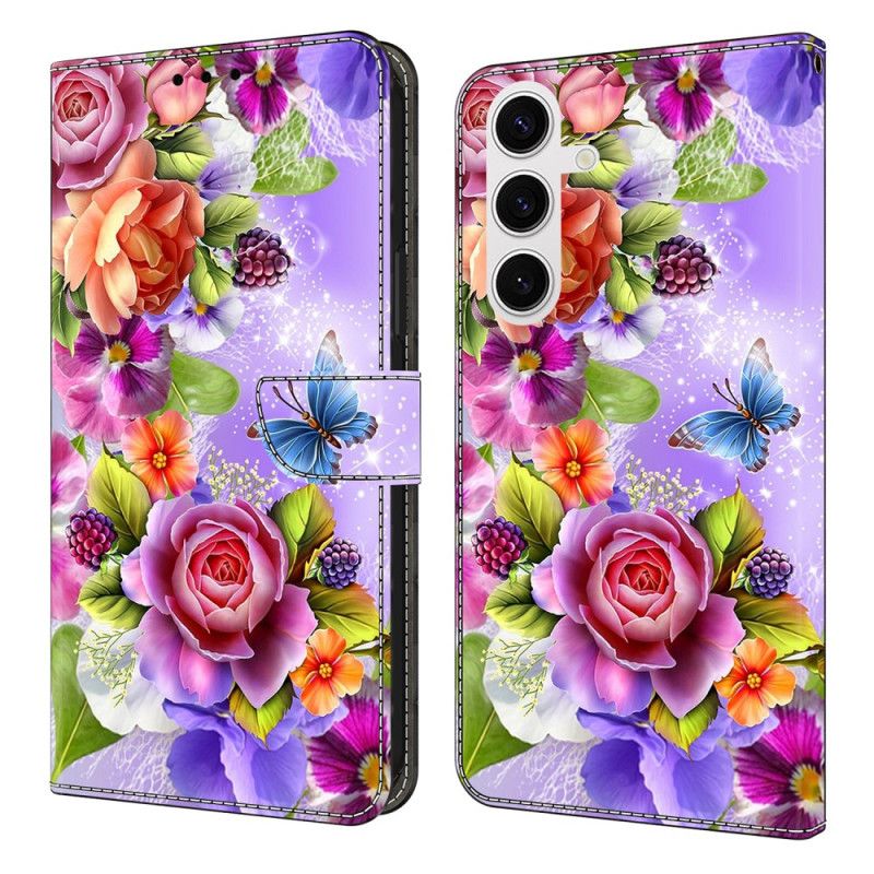 Flip Cover Samsung Galaxy S25 Fe Farverige Blomster