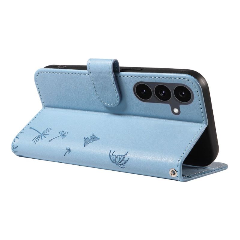 Flip Cover Samsung Galaxy S25 Fe Mælkebøttemønster Med Rem