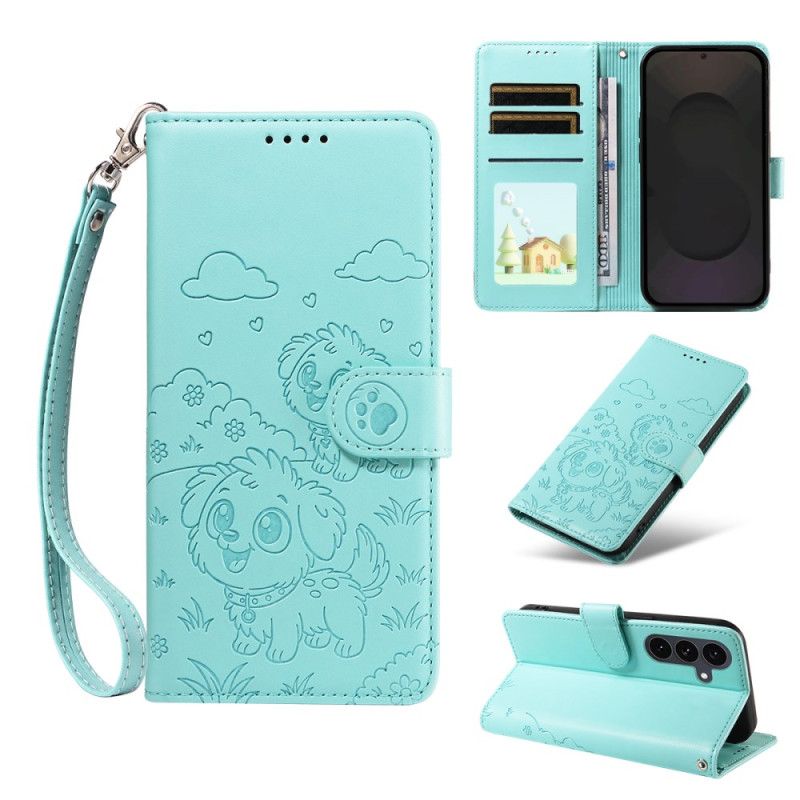 Flip Cover Samsung Galaxy S25 Fe Rfid-blokering Og Hundemønster