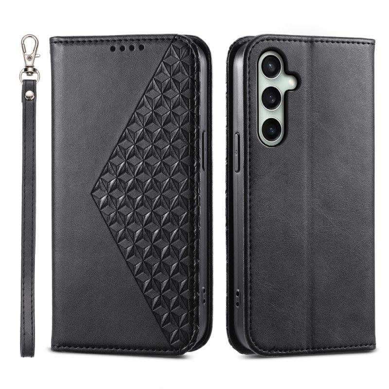 Flip Cover Til Samsung Galaxy S25 Fe Diamantmønster Med Rem