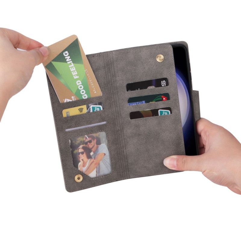 Læder Cover Samsung Galaxy S25 Fe Pung Med Lynlås