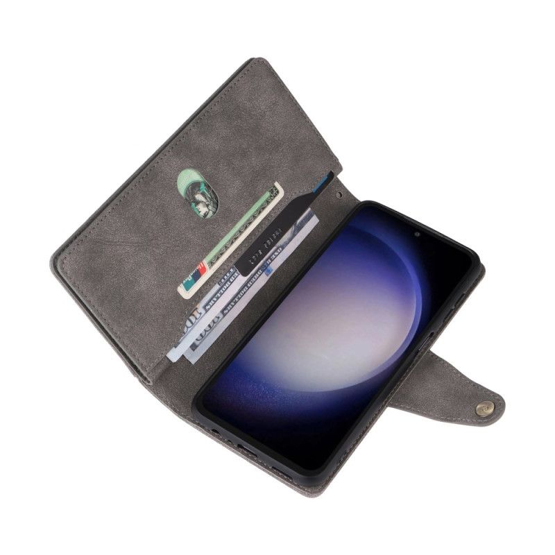 Læder Cover Samsung Galaxy S25 Fe Pung Med Lynlås