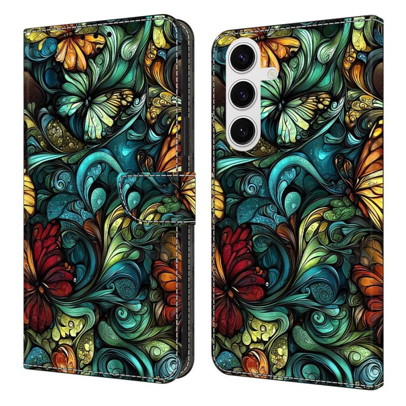 Læder Cover Samsung Galaxy S25 Fe Telefon Etui Blomster Og Planter
