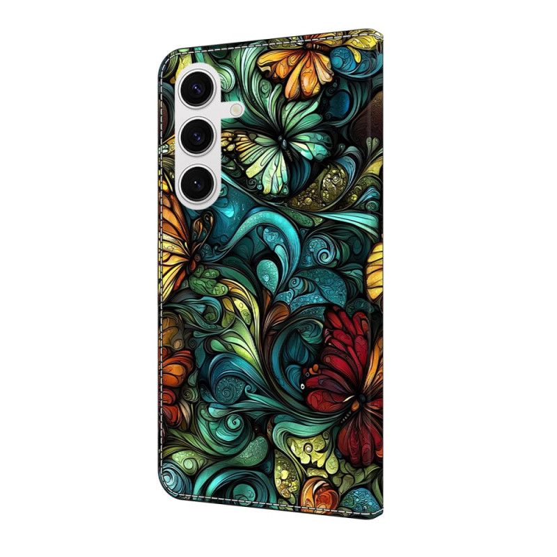 Læder Cover Samsung Galaxy S25 Fe Telefon Etui Blomster Og Planter