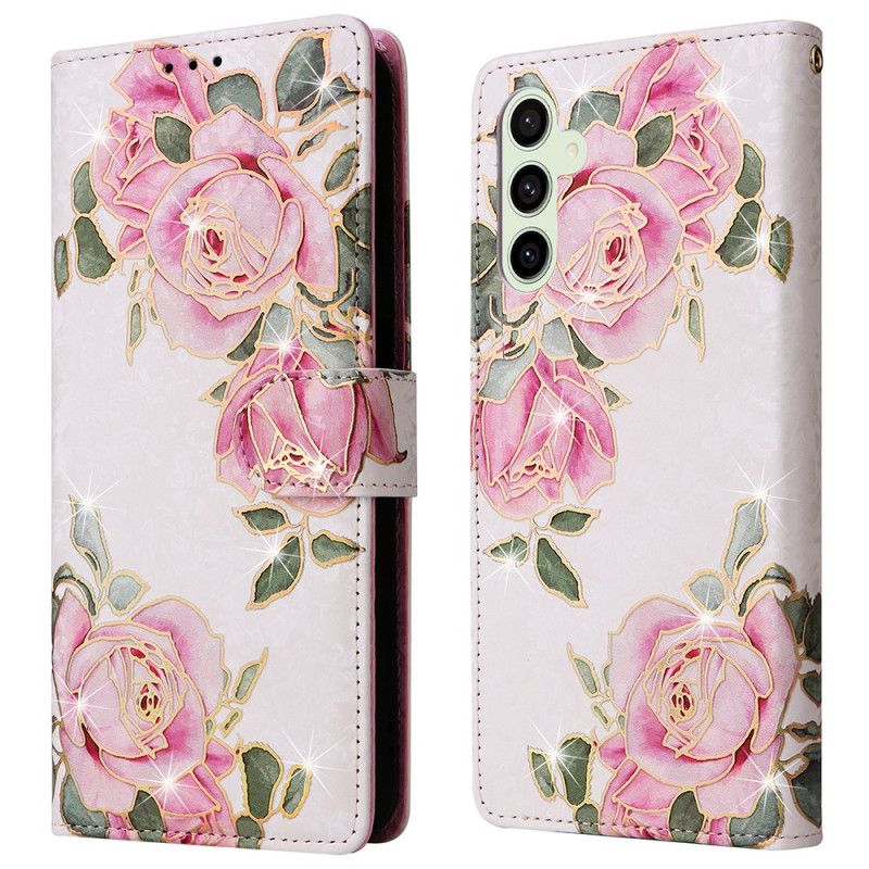 Læder Cover Samsung Galaxy S25 Fe Telefon Etui Blomsterprint