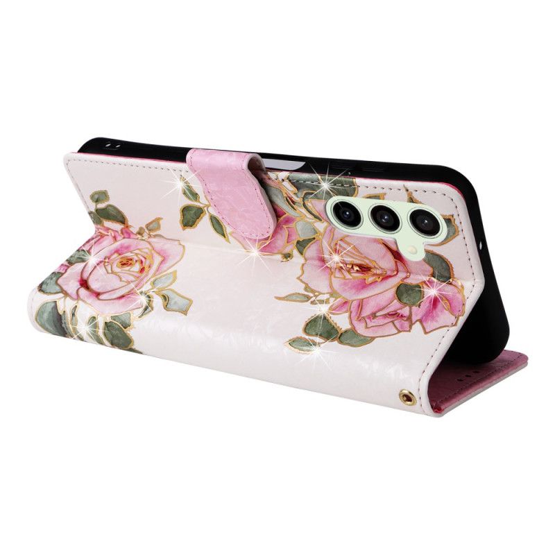 Læder Cover Samsung Galaxy S25 Fe Telefon Etui Blomsterprint