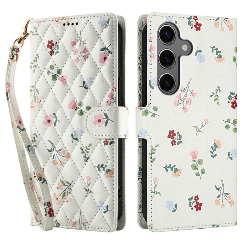 Læder Cover Samsung Galaxy S25 Fe Telefon Etui Blomstersnor