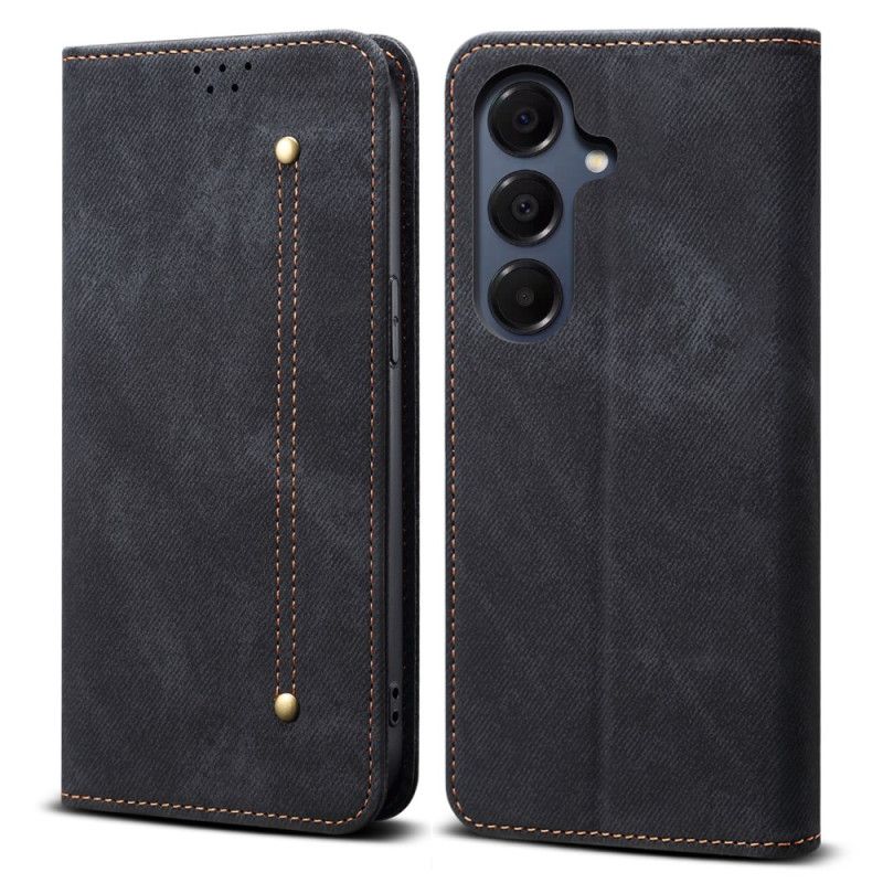Læder Cover Samsung Galaxy S25 Fe Telefon Etui Denimstof