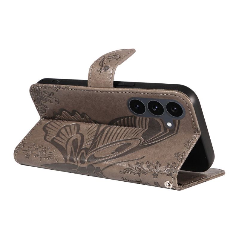 Læder Cover Samsung Galaxy S25 Fe Telefon Etui Grafisk Sommerfugl