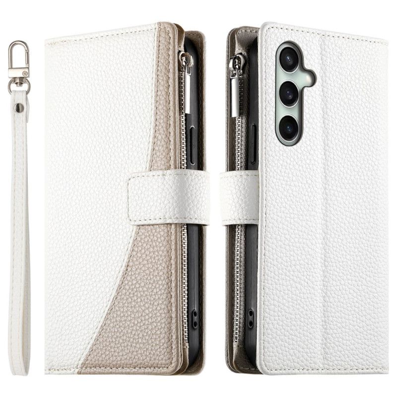 Læder Cover Samsung Galaxy S25 Fe Telefon Etui Læderpung Med Lynlås Og Stropper