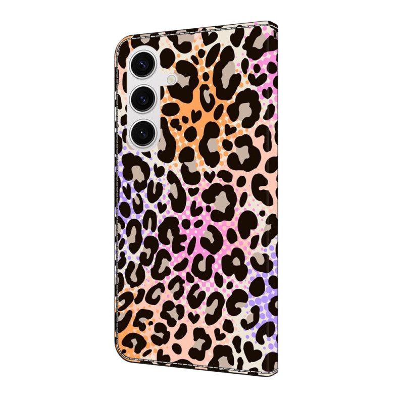 Læder Cover Samsung Galaxy S25 Fe Telefon Etui Leopardskindsdesign