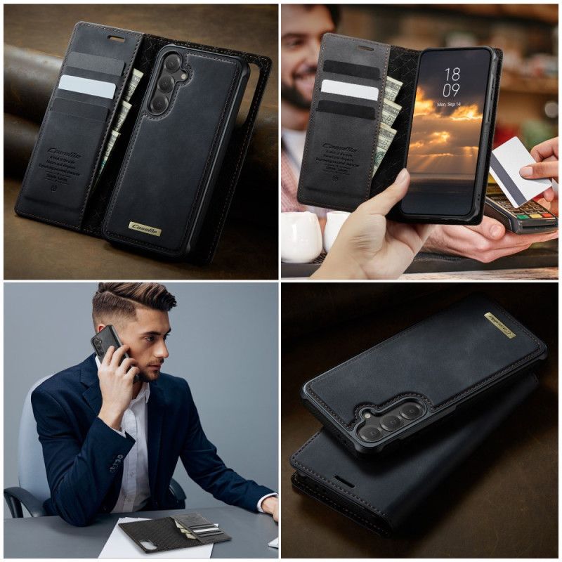 Læder Cover Samsung Galaxy S25 Fe Telefon Etui Pung Med Aftageligt Etui Rfid