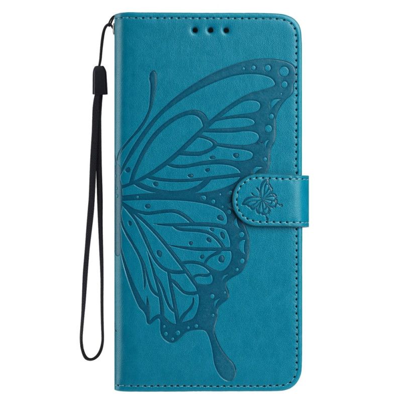 Læder Cover Samsung Galaxy S25 Fe Telefon Etui Sommerfugl Design