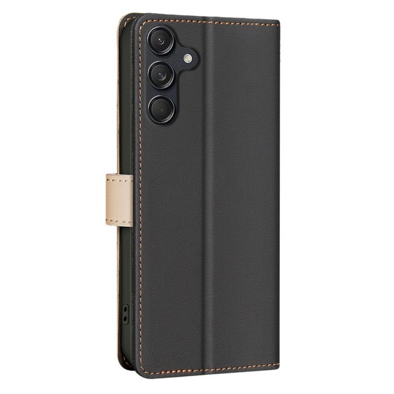 Læder Cover Samsung Galaxy S25 Fe Telefon Etui Tofarvet Binfen-farve