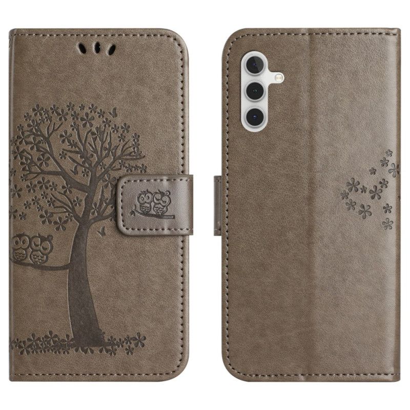 Læder Cover Samsung Galaxy S25 Fe Telefon Etui Træ Og Ugler