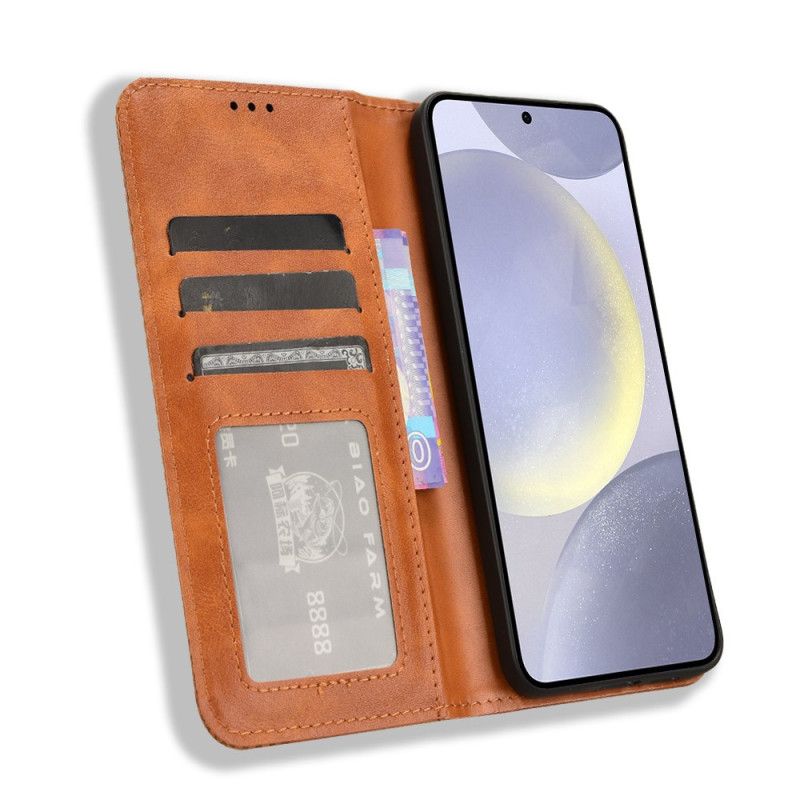 Læder Cover Samsung Galaxy S25 Fe Telefon Etui Vintage Kant