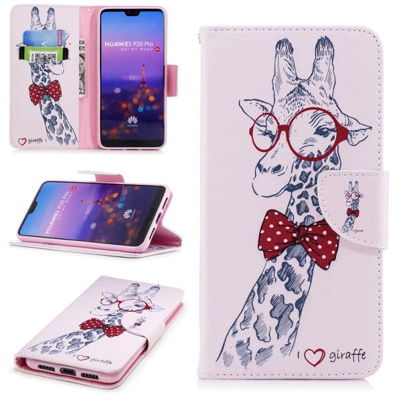 Flip Cover Læder Huawei P20 Pro Nørd Giraf Original