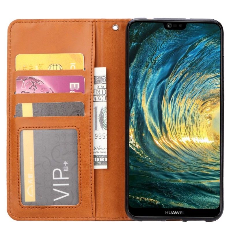Læder Cover Huawei P20 Pro Sort Kortholder I Kunstlæder