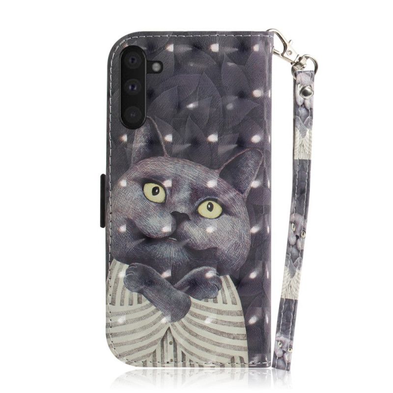 Flip Cover Samsung Galaxy Note 10 Grå Kat Med Rem