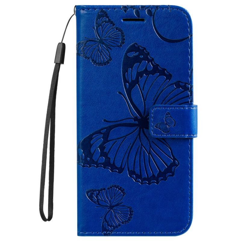Flip Cover Motorola Edge 20 Kæmpe Sommerfugle Med Rem