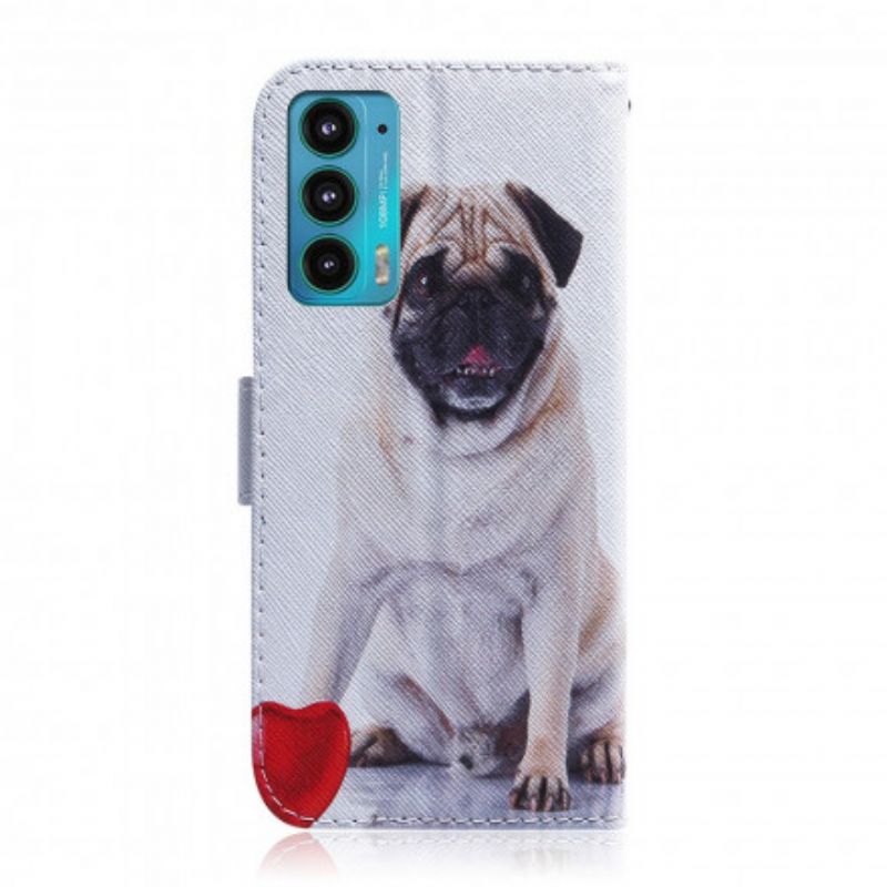 Læder Cover Motorola Edge 20 Telefon Etui Pug Dog