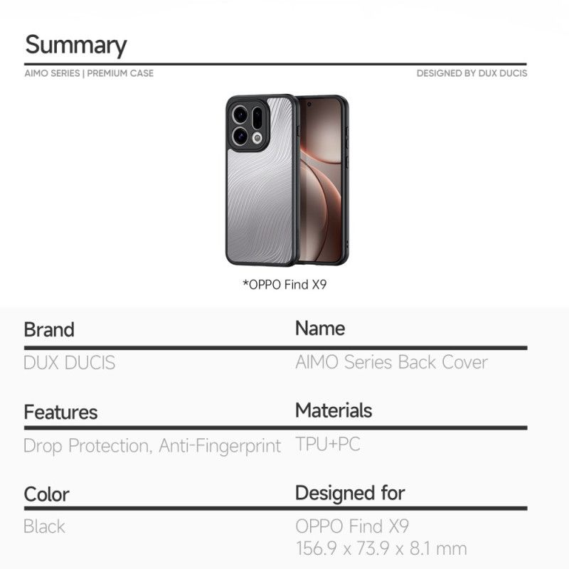 Cover Oppo Find X9 5g Aimo-serien Dux Ducis