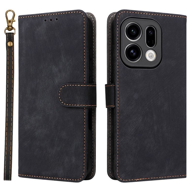 Flip Cover Oppo Find X9 5g Ruskindseffekt Med Rem