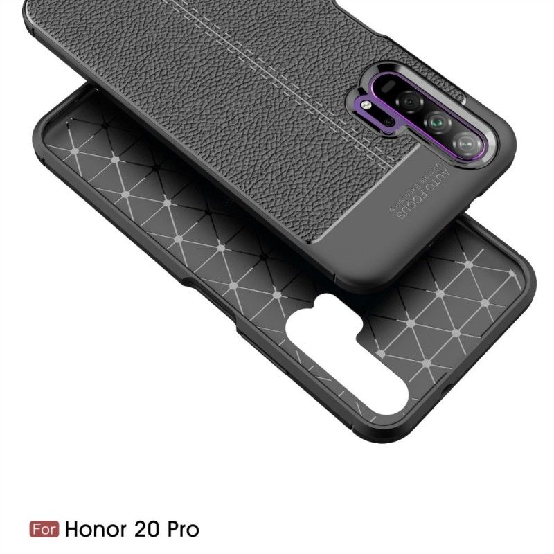 Cover Honor 20 Pro Sort Dobbelt Line Lychee Læder Effekt Beskyttelse