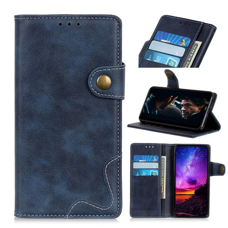 Flip Cover Honor 20 Pro Mørkeblå Syning Af Kunstnerisk Knap