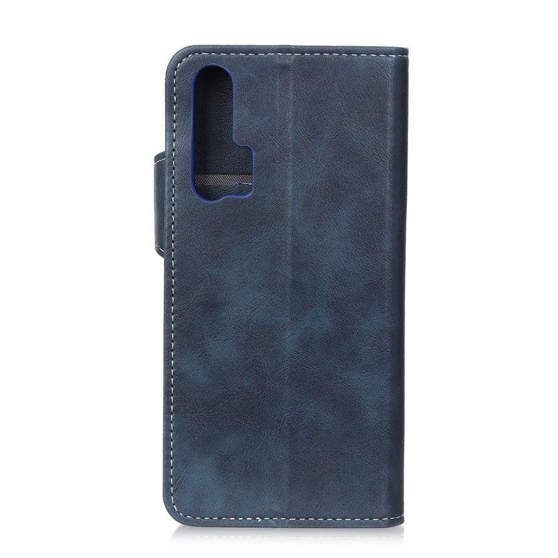 Flip Cover Honor 20 Pro Mørkeblå Syning Af Kunstnerisk Knap