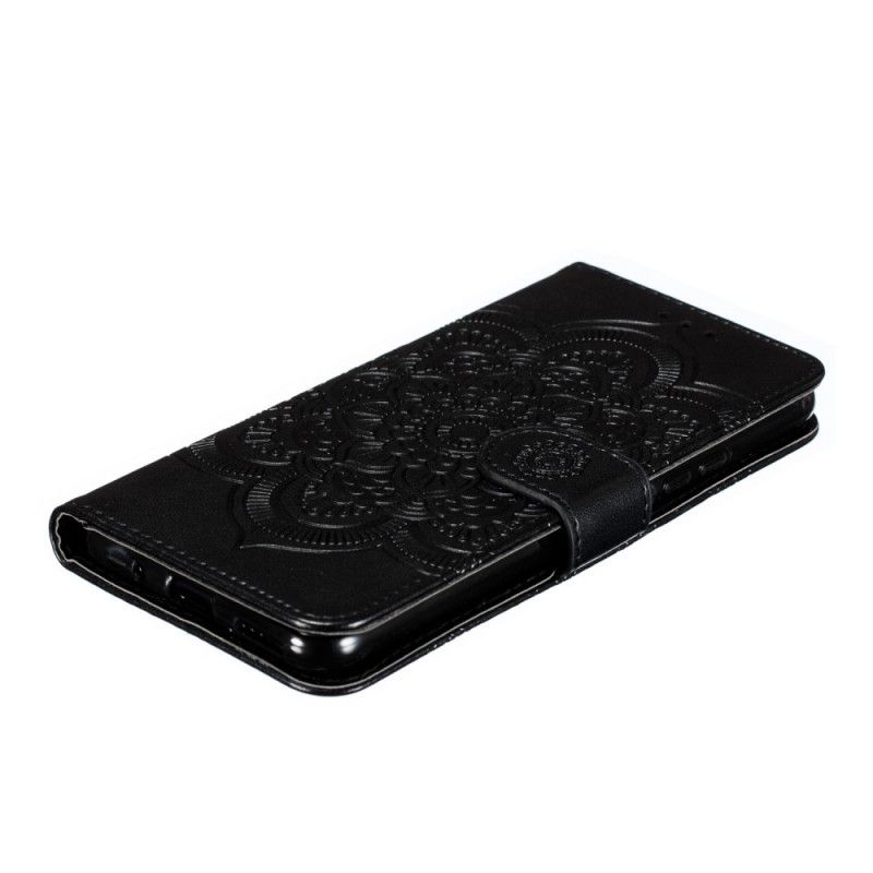 Flip Cover Læder Honor 20 Pro Sort Mandala Med Fuld Rem