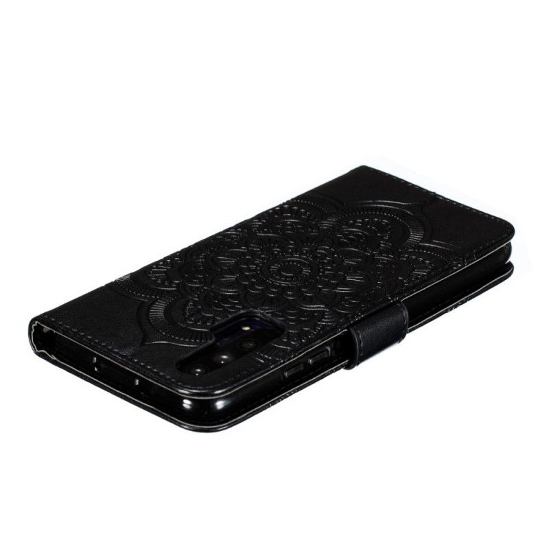Flip Cover Læder Honor 20 Pro Sort Mandala Med Fuld Rem