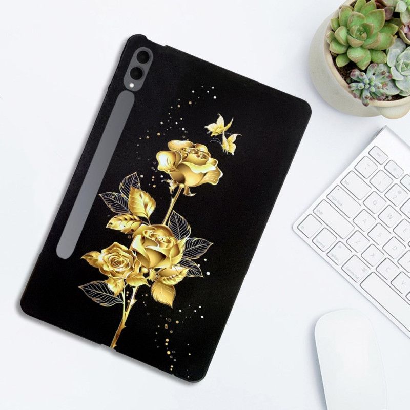 Cover Samsung Galaxy Tab S11 Ultra Sommerfugle Og Gyldne Roser