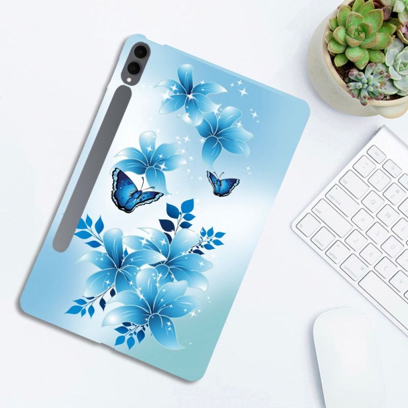 Cover Samsung Galaxy Tab S11 Ultra Telefon Etui Blå Sommerfugle