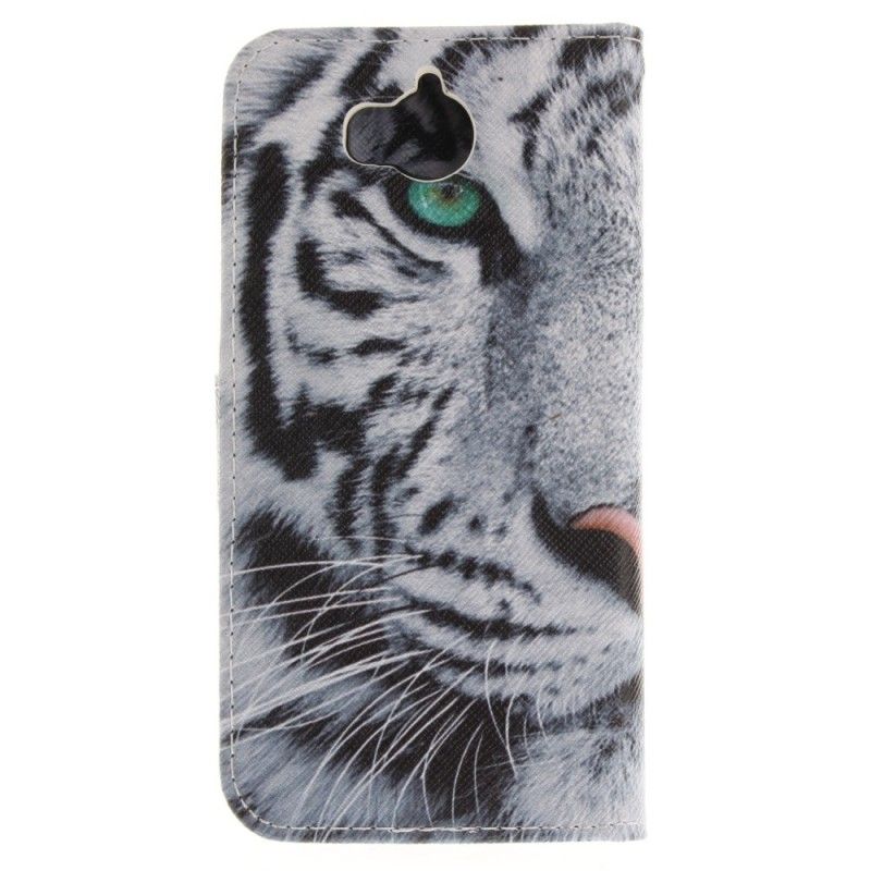 Flip Cover Læder for Huawei Y6 2017 Hvid Tiger