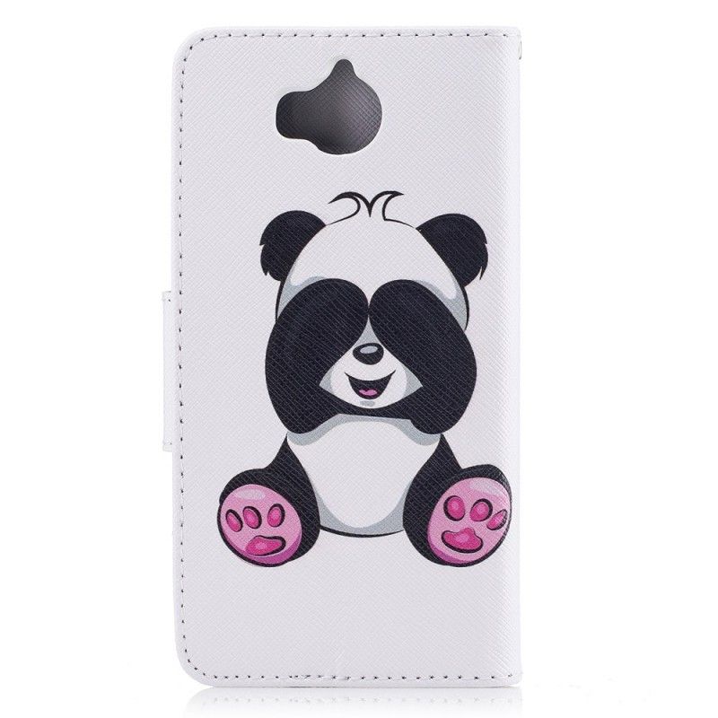 Flip Cover Læder Huawei Y6 2017 Sjov Panda