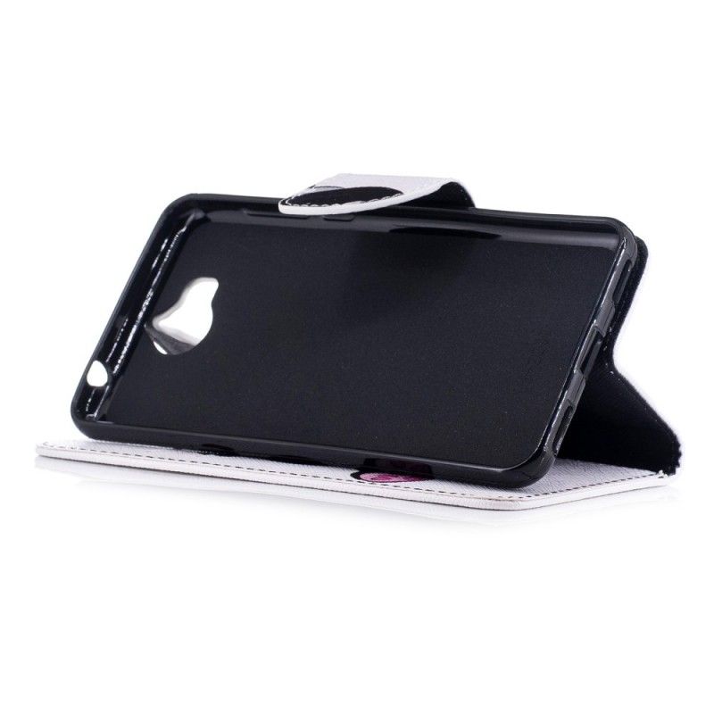 Flip Cover Læder Huawei Y6 2017 Sjov Panda