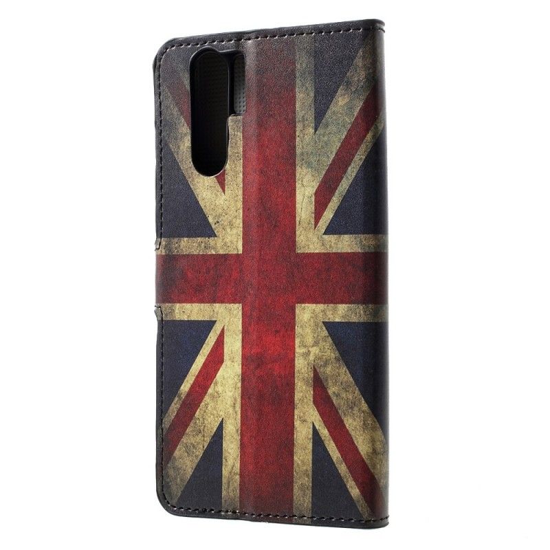 Flip Cover Læder for Huawei P30 Pro Englands Flag