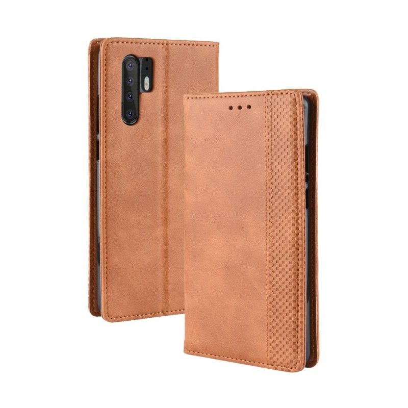 Læder Cover Huawei P30 Pro Sort Stiliseret Vintage Lædereffekt Original