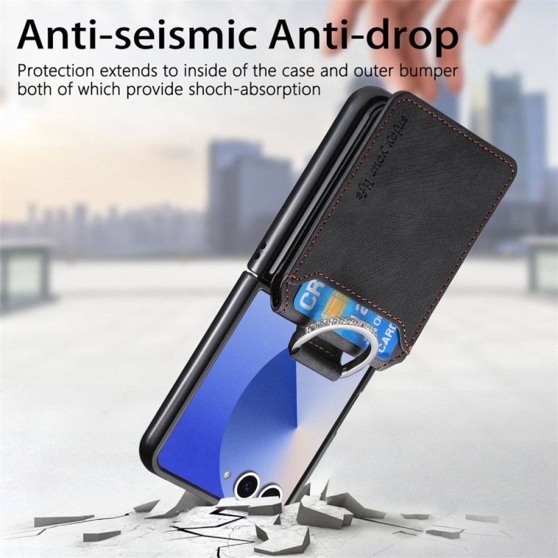 Cover Samsung Galaxy Z Flip 7 Kortholder Og Holder Med Vintage-effekt