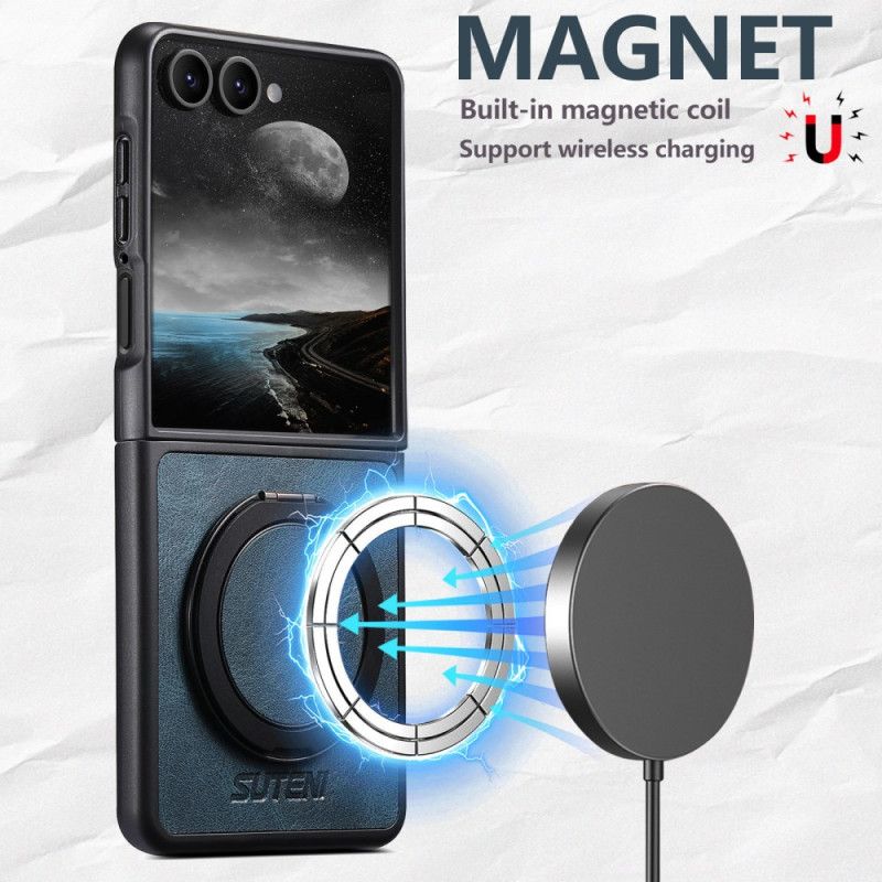 Cover Samsung Galaxy Z Flip 7 Magsafe-kompatibel Lædereffekt Suteni Ringholder