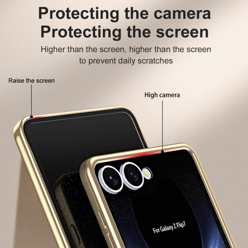 Cover Samsung Galaxy Z Flip 7 Metallisk Kant Med Skærmbeskytter