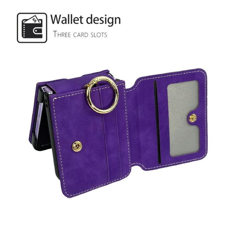 Cover Samsung Galaxy Z Flip 7 Telefon Etui Kortholder Og Aftagelig Kæde