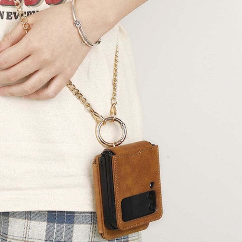 Cover Samsung Galaxy Z Flip 7 Telefon Etui Kortholder Og Aftagelig Kæde