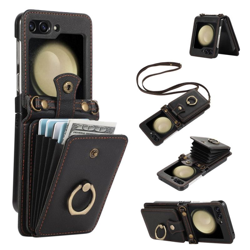 Cover Samsung Galaxy Z Flip 7 Telefon Etui Kortholder Og Skulderrem