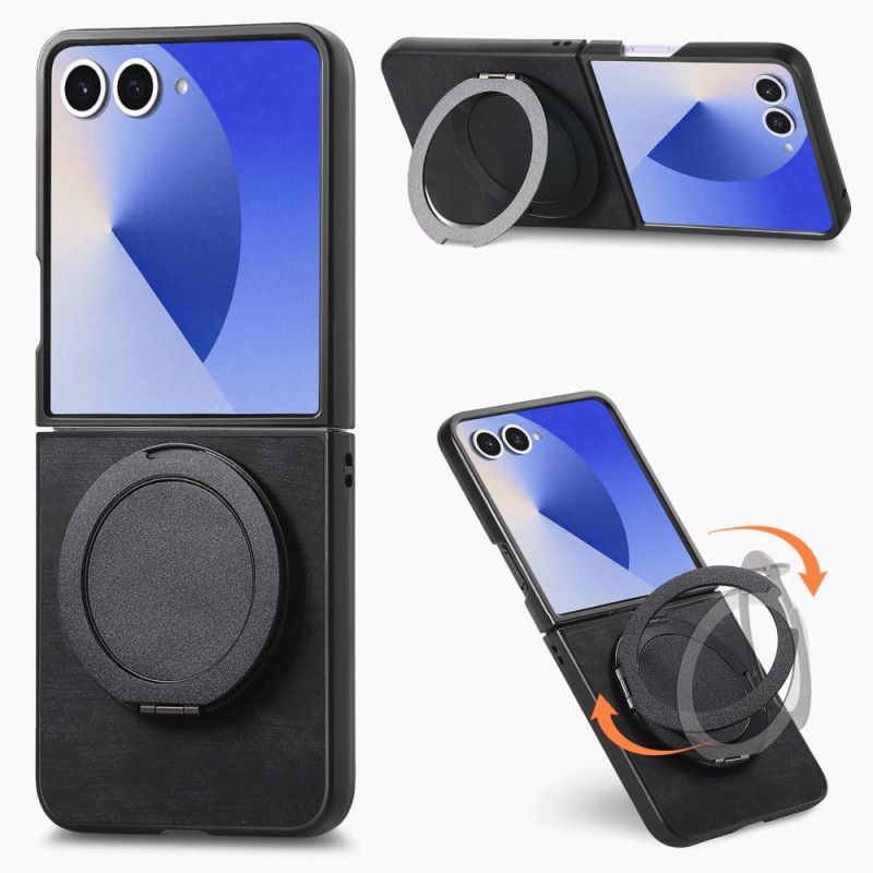 Cover Samsung Galaxy Z Flip 7 Telefon Etui Lædereffekt Med Roterende Stativ