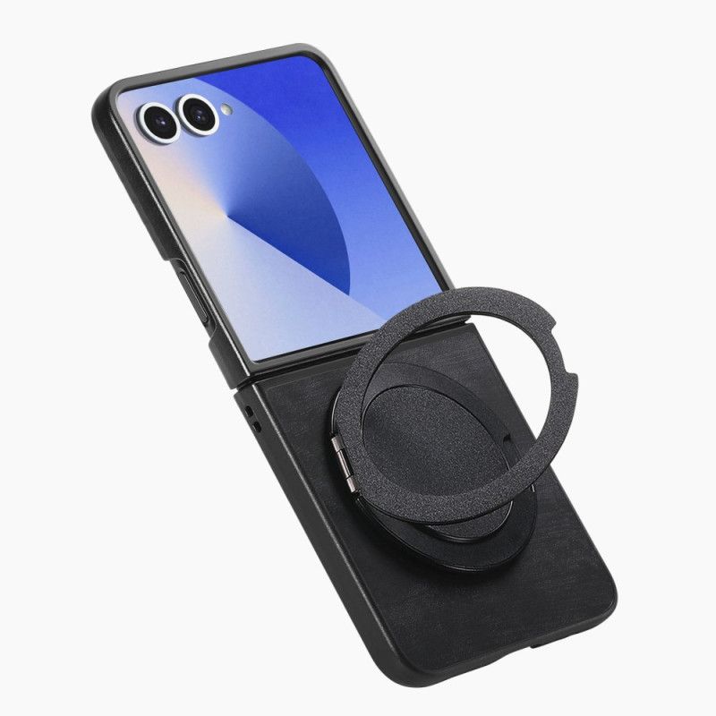 Cover Samsung Galaxy Z Flip 7 Telefon Etui Lædereffekt Med Roterende Stativ