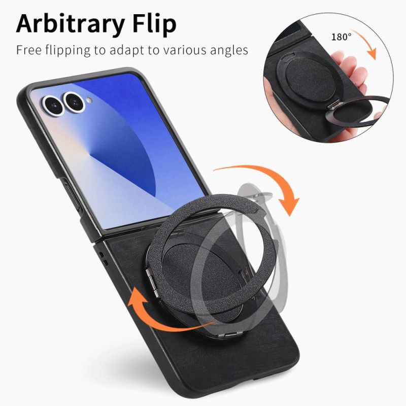 Cover Samsung Galaxy Z Flip 7 Telefon Etui Lædereffekt Med Roterende Stativ