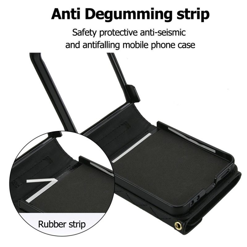 Cover Samsung Galaxy Z Flip 7 Telefon Etui Polstret Kortholder Og Skulderrem